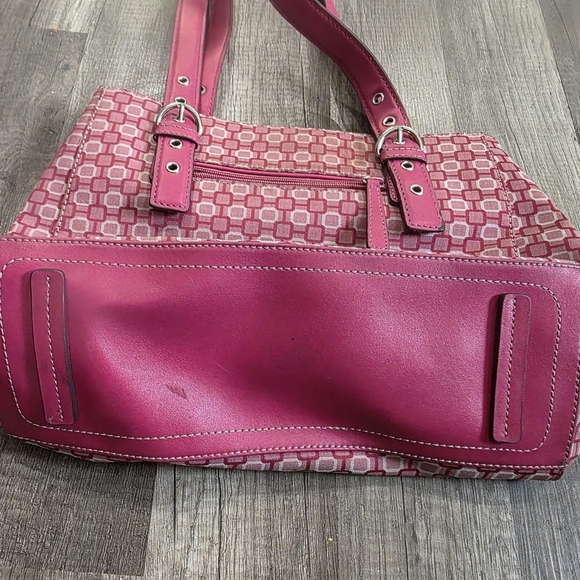 NINE WEST Pink Monogram Canvas Tote Shoulder Bag Y2K 90s Charm - Picture 5 of 13
